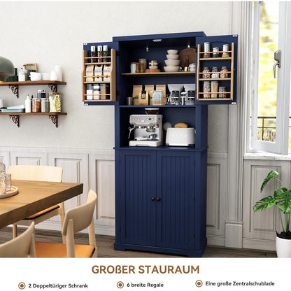Blauer Küchenschrank mit Arbeitsplatte & Regalen – Esszimmerbuffet