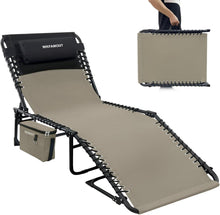 Klappbare Sonnenliege 5-Stufig Verstellbar Rückenlehne 190x59CM Khaki