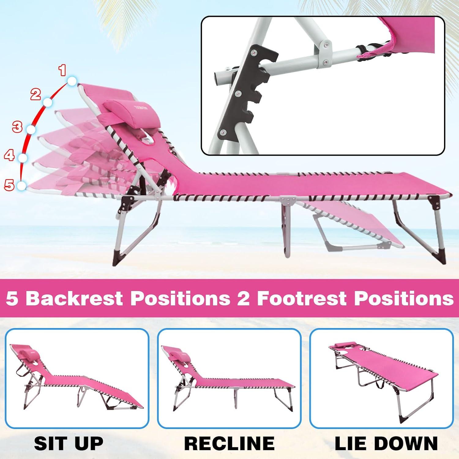 Klappbare Sonnenliege mit Arm- und Gesichtsloch 5-stufig verstellbar