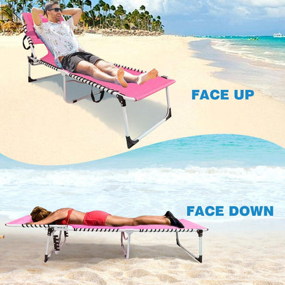 Klappbare Sonnenliege mit Arm- und Gesichtsloch 5-stufig verstellbar 190x59 CM