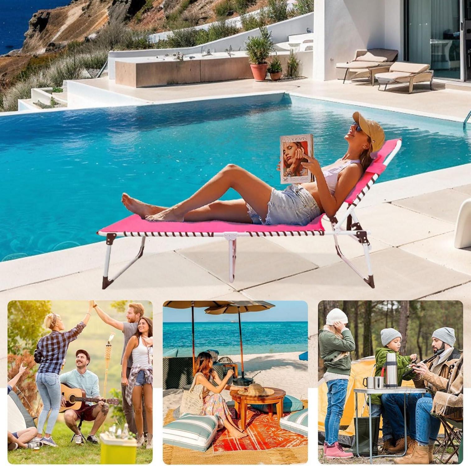 Klappbare Sonnenliege mit Arm- und Gesichtsloch 5-stufig verstellbar 190x59 CM