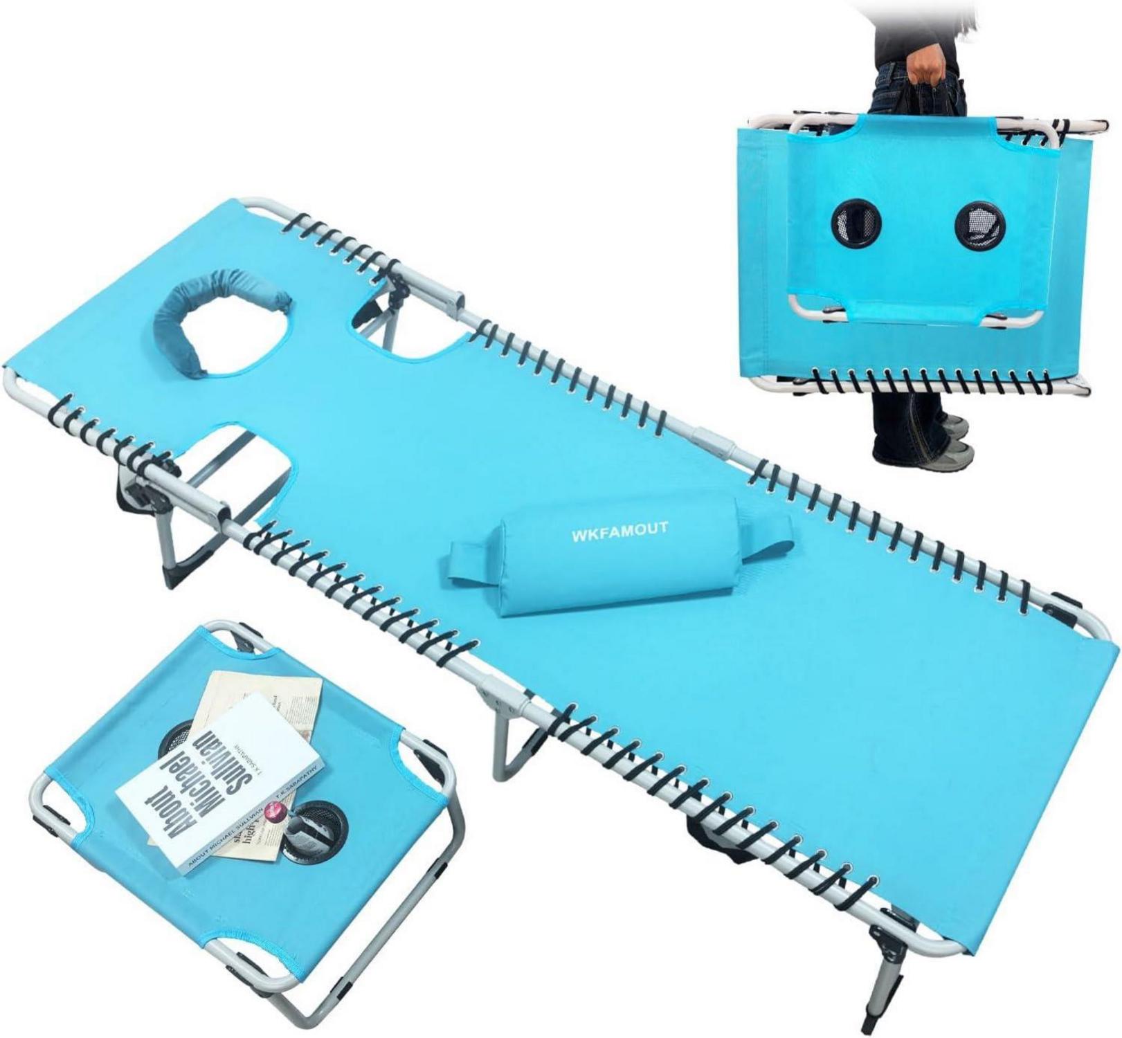 Klappbare Sonnenliege mit Gesichts- und Armloch 5-fach verstellbare