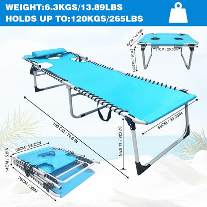 Klappbare Sonnenliege mit Arm- und Gesichtsloch 5-fach