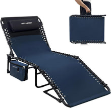 Klappbare Sonnenliege 5-Stufig Verstellbar Kühltasche Kissen 190x59CM