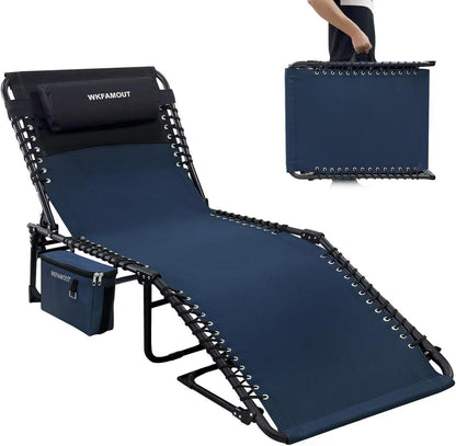 Klappbare Sonnenliege 5-Stufig Verstellbar Kühltasche Kissen 190x59CM