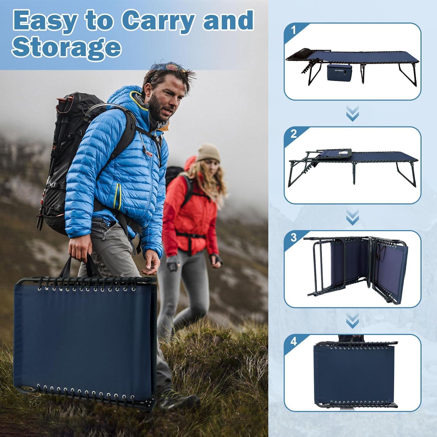 Sonnenliege Campingliege Klappbar 5-Stufig Verstellbar Outdoor Gartenliege 190x59CM Navy