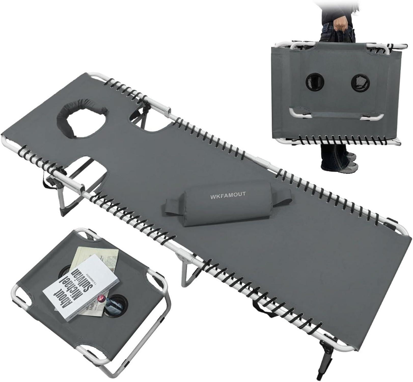 Sonnenliege Klappbar mit Loch 5-Stufig Verstellbar Rückenlehne Strand