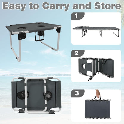 Klappbare Sonnenliege mit Gesichtsloch 5-Stufig verstellbar Grau