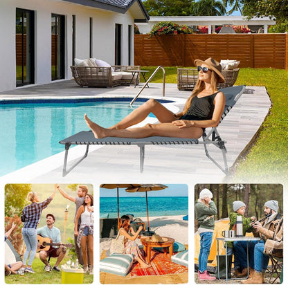 Klappbare Sonnenliege mit Arm- & Gesichtsloch 5-Stufig Grau 190x59CM