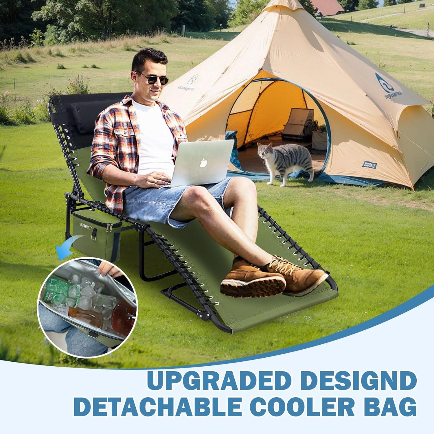 Klappbare Sonnenliege Campingliege 5-Stufig Grün 190x59CM