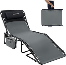 Klappbare Sonnenliege mit Kühltasche und Kissen 190x59CM Grau
