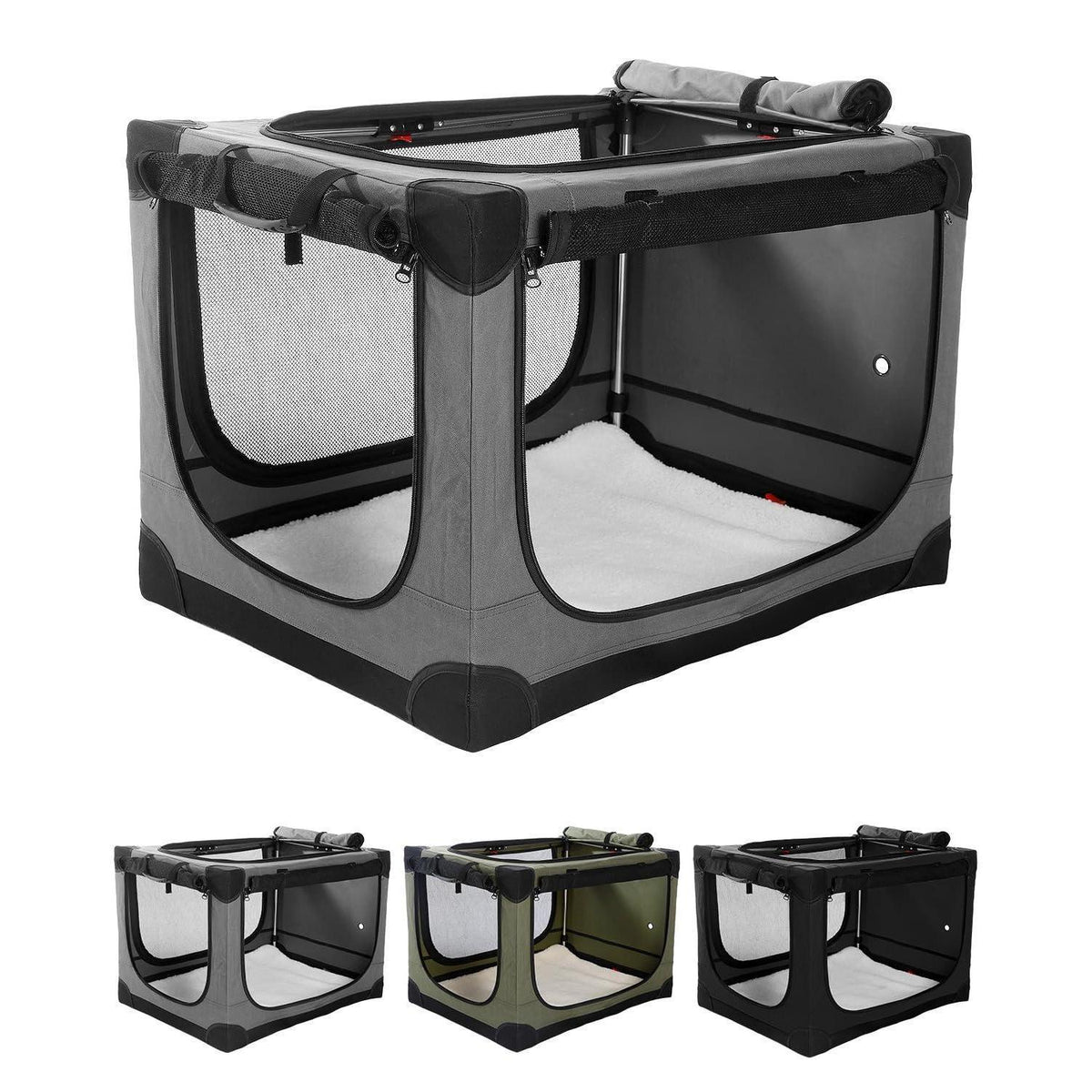 Faltbare Hundebox für mittelgroße Hunde – Grau 90x64x64cm
