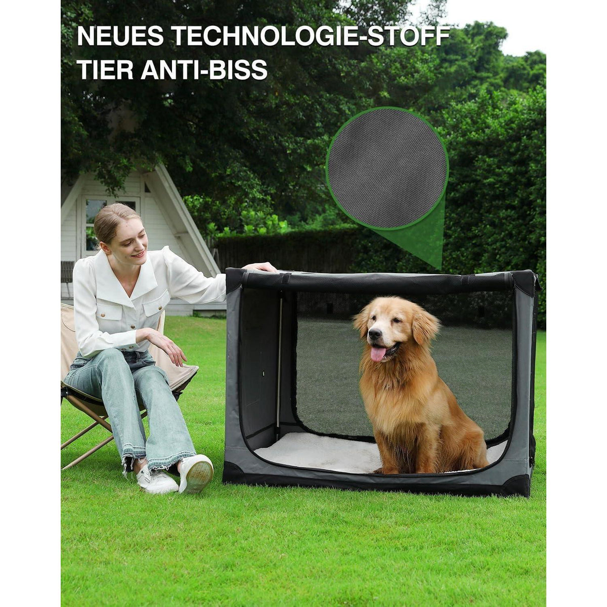 Faltbare Hundebox für mittelgroße Hunde – Grau 90x64x64cm