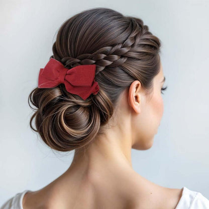 3er Set Seiden Haargummi mit Schleife Damen Haarschleife Bowknot