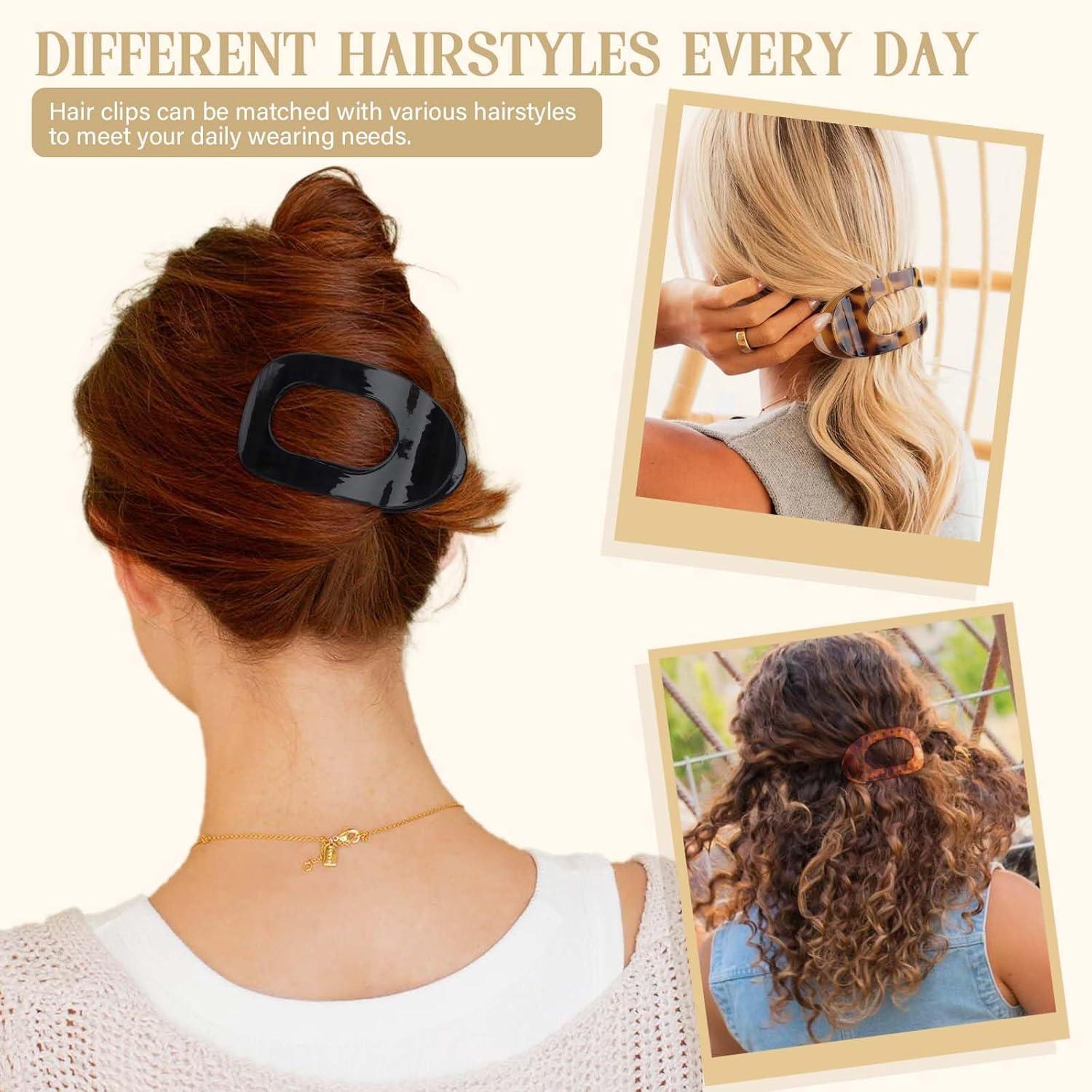 Haarklammern Damen 3 Stück Mittelgroß Leopardenmuster Flach Claw Clip