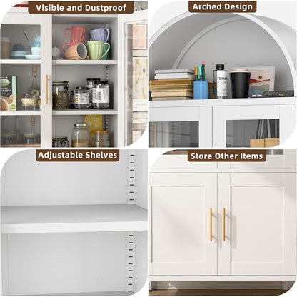 Metall Vitrine mit Bogendach & Glas – Weiß 185cm