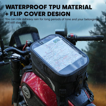 Wasserdichter Motorrad Tankrucksack 8L Universal mit Transparenter Abdeckung