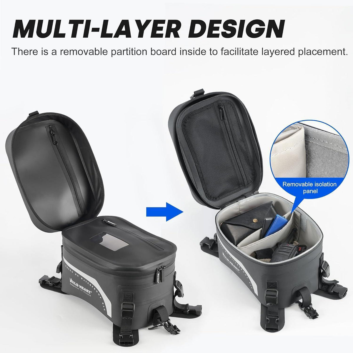 Wasserdichter Motorrad Tankrucksack 8L Universal mit Transparenter Abdeckung