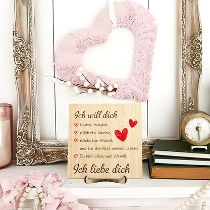 Liebe Schild Holz Deko Valentinstag Jahrestag Geschenk 16x17cm