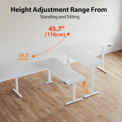 Höhenverstellbarer L-förmiger Schreibtisch 190x155 cm