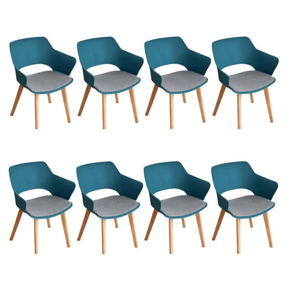 8 Esszimmerstühle Modern Nordic Blau mit Armlehnen
