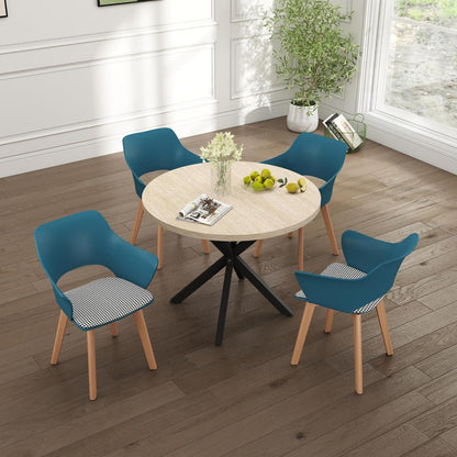 8 Esszimmerstühle Modern Nordic Blau mit Armlehnen