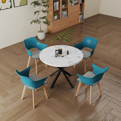 6 Esszimmerstühle Modern Nordic Blau mit Armlehnen