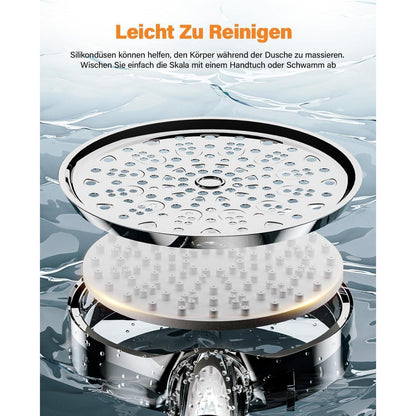 Filter Duschkopf mit Schlauch & 6 Strahlarten – Kalkfrei & Sparend