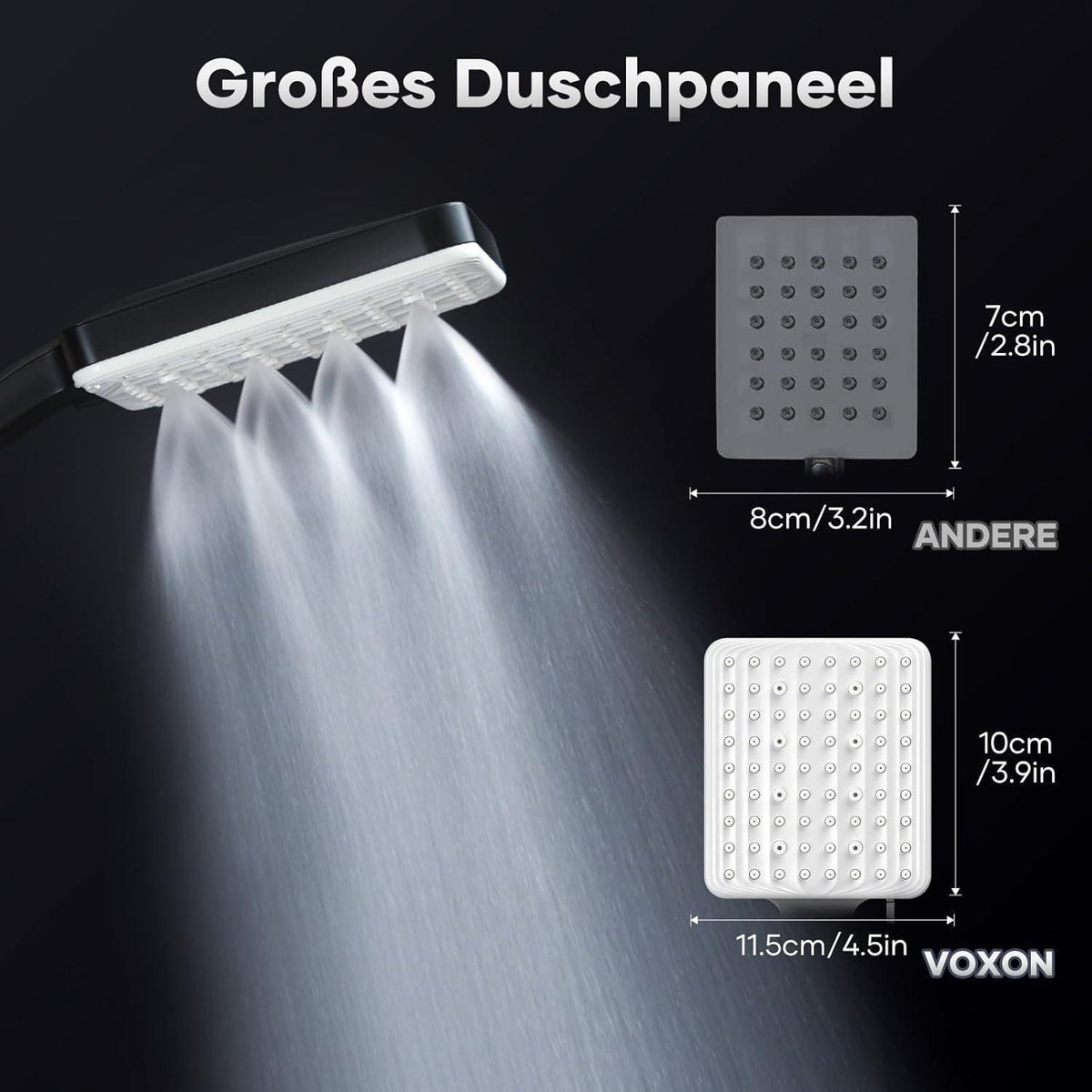 Regendusche Duschkopf mit 6 Strahlarten & Hochdruck