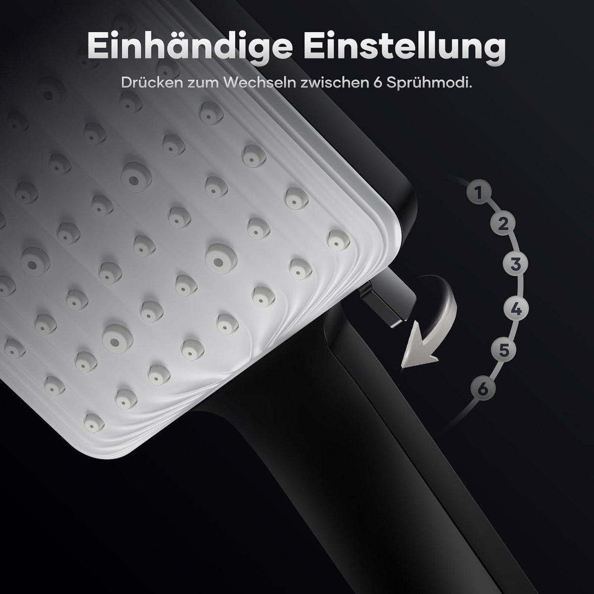 Regendusche Duschkopf mit 6 Strahlarten & Hochdruck