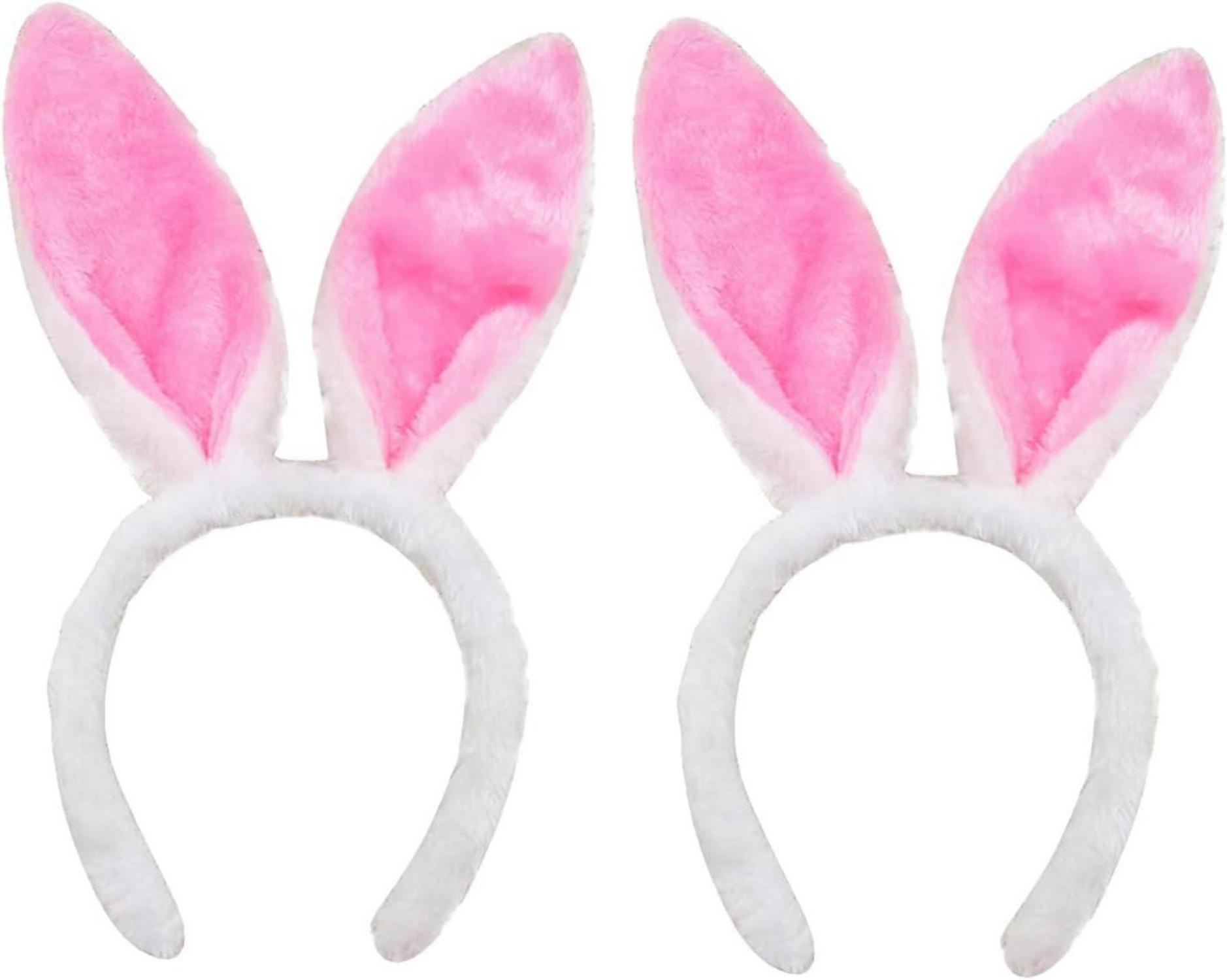 2er Set Plüsch-Hasenohren Stirnbänder für Ostern Party Rosa