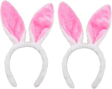 2er Set Plüsch-Hasenohren Stirnbänder für Ostern Party Rosa