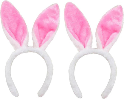 2er Set Plüsch-Hasenohren Stirnbänder für Ostern Party Rosa
