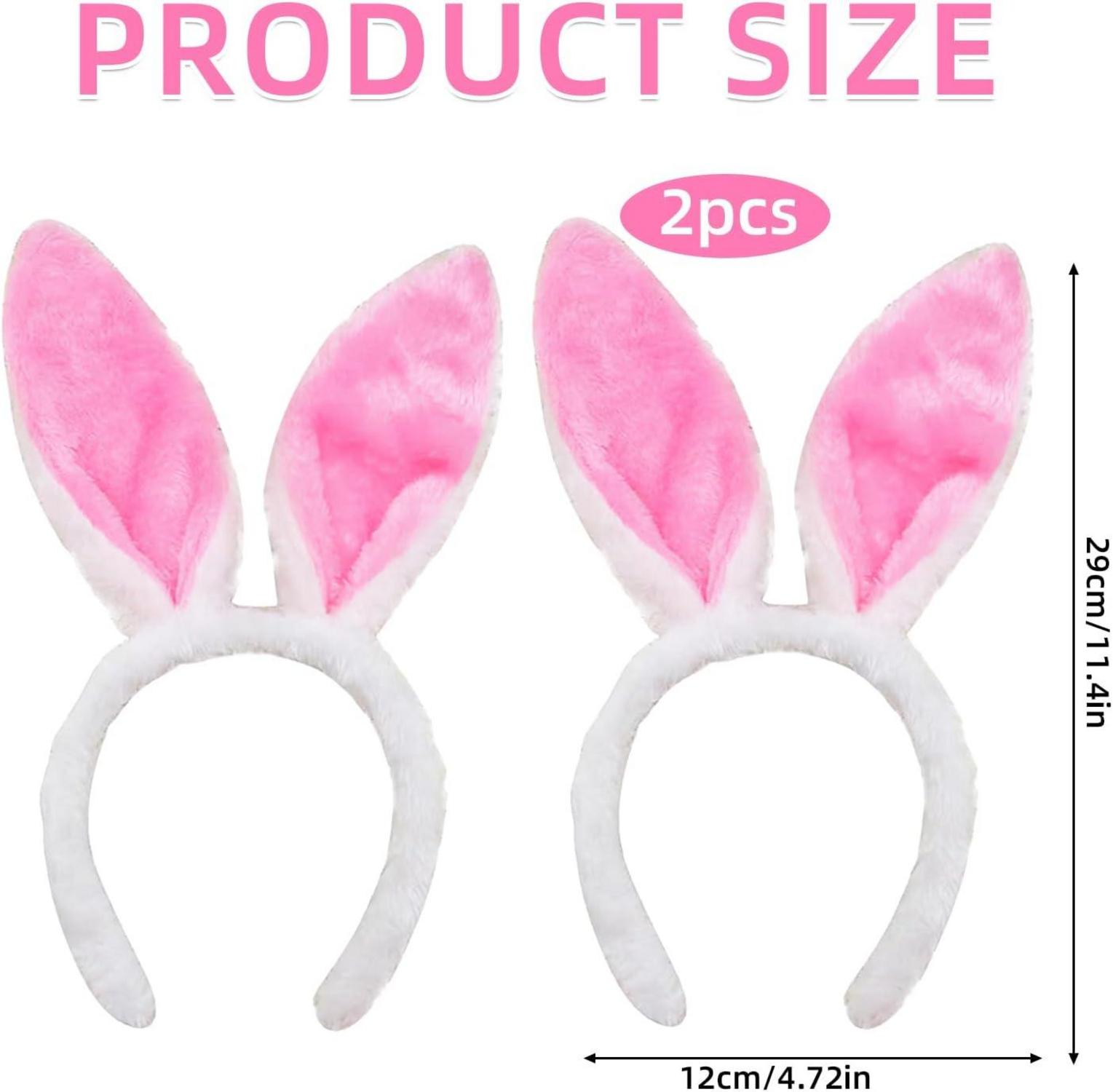 2er Set Rosa Hasenohren Haarreif Plüsch Stirnbänder Ostern