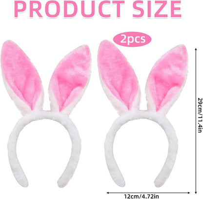 2er Set Rosa Hasenohren Haarreif Plüsch Stirnbänder Ostern