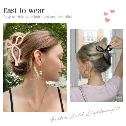 Rosa Schleifen Haarklammern Set, 4-teilig, 11cm, Damen