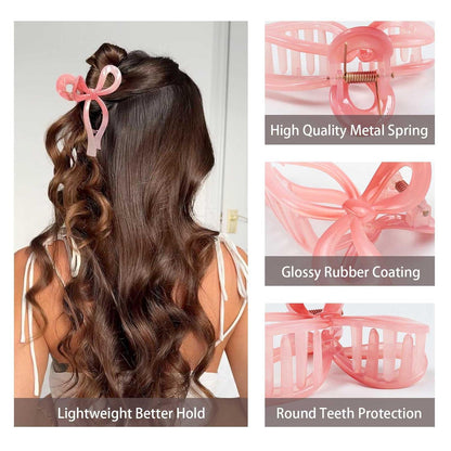 Tumurup Rosa Haarklammer Schleife 4 Stück Haarspange Damen Mädchen 11cm große Schmetterling Claw Clip Haarschmuck