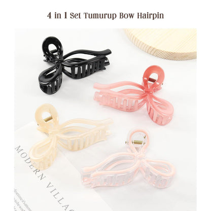 Rosa Schleife Haarklammer 4 Stück Damen Mädchen Groß 11cm