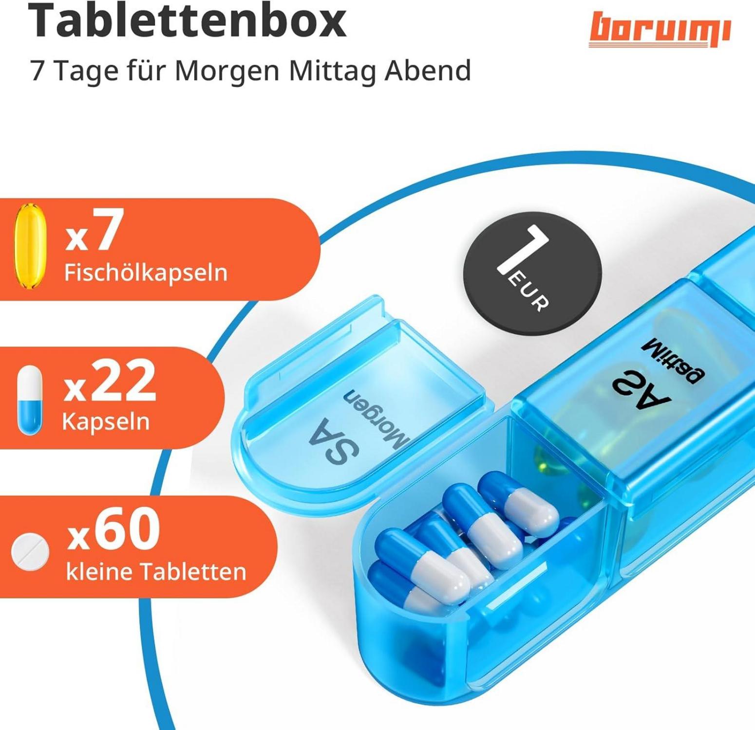 Tablettenbox 7 Tage Pillendose Medikamentenbox 3 Fächer