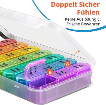 Tablettenbox 7 Tage 3 Fächer Pillendose Bunt