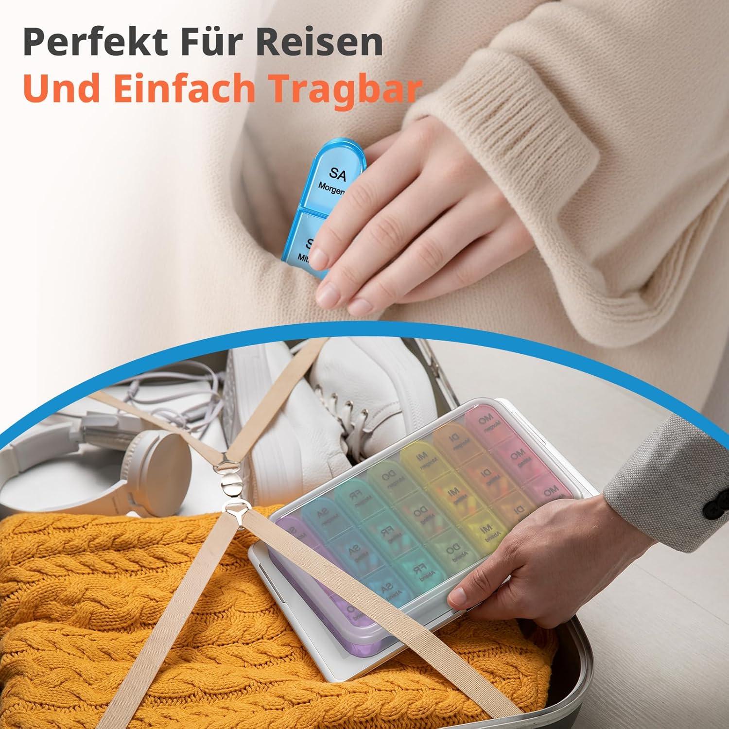 Tablettenbox 7 Tage Medikamentenbox 3 fächer Pillendose luftdichte