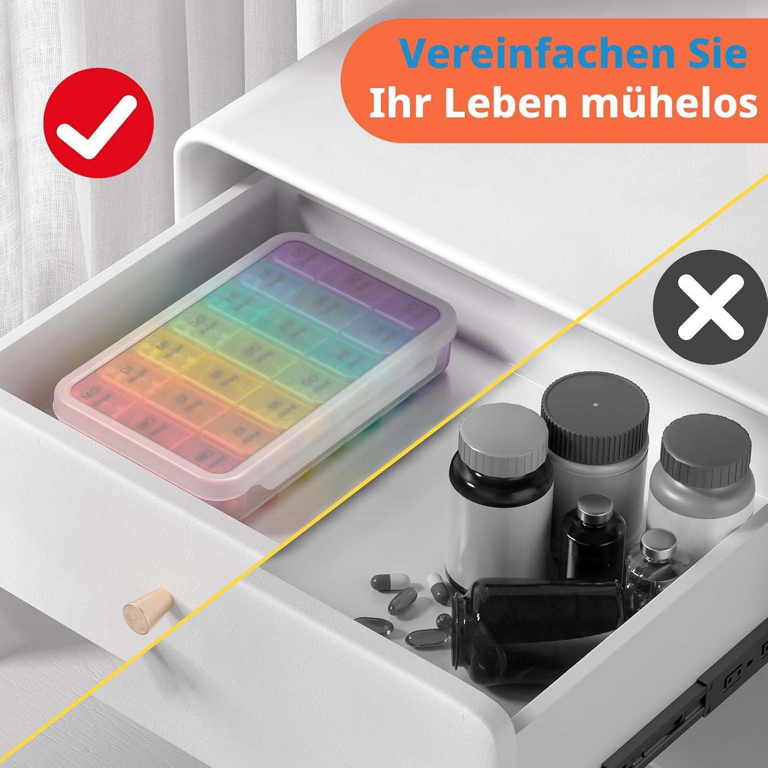 Tablettenbox 7 Tage Pillendose klein, Tag für Tag unterwegs