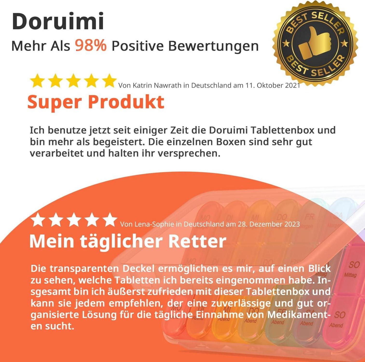 Tablettenbox 7 Tage 3 Fächer Pillendose Bunt