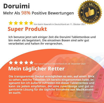 Tablettenbox 7 Tage 3 Fächer Pillendose Bunt