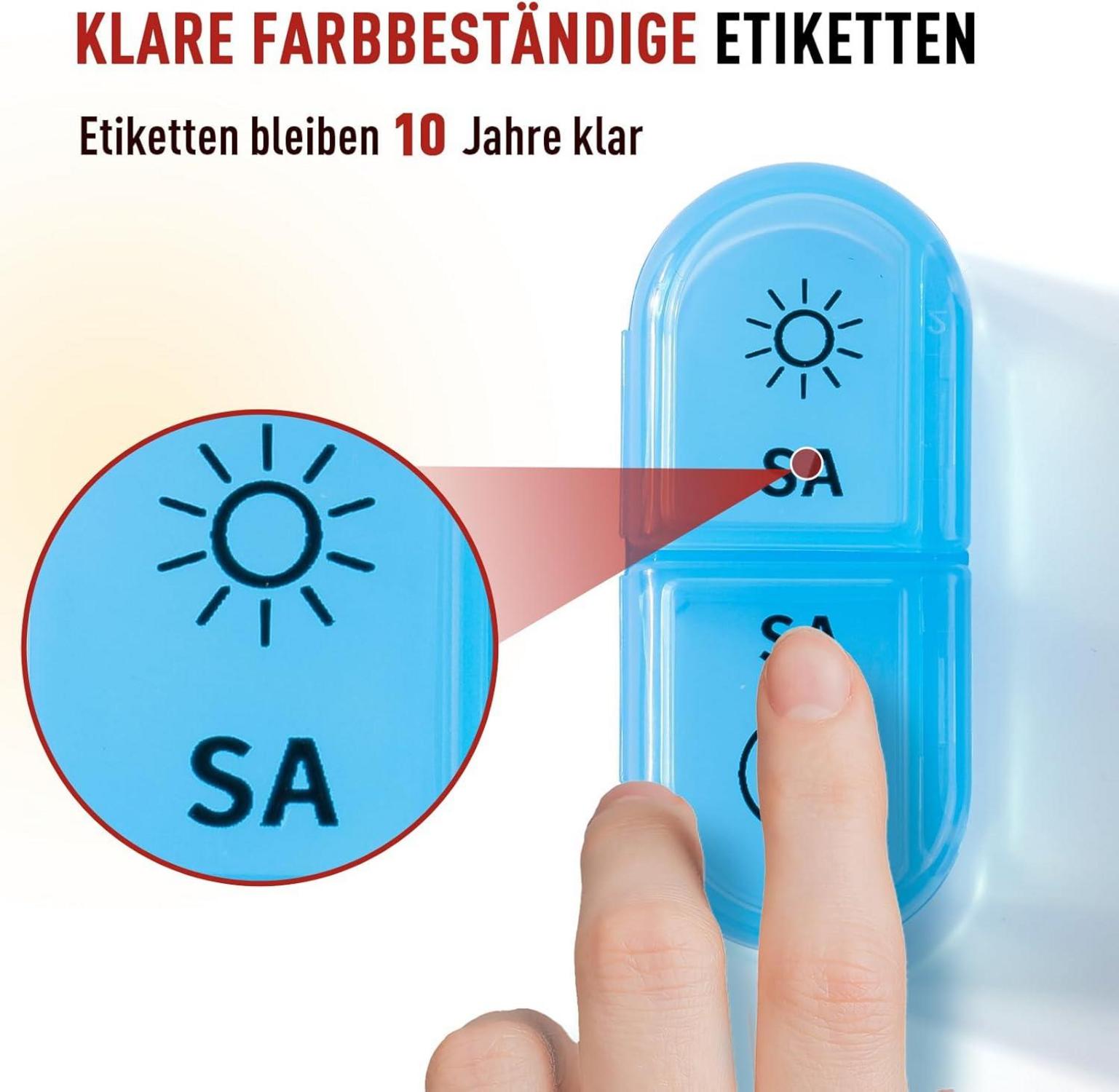 Tablettenbox 7 Tage Medikamentenbox Vitamine Fischöl BPA frei - Schwarz