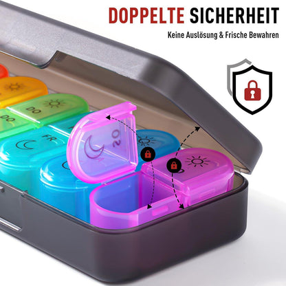 Tablettenbox 7 Tage BPA-Frei Pillendose Schwarz Große Kapazität