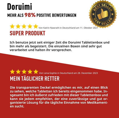 Tablettenbox 7 Tage Medikamentenbox Vitamine Fischöl BPA frei - Schwarz