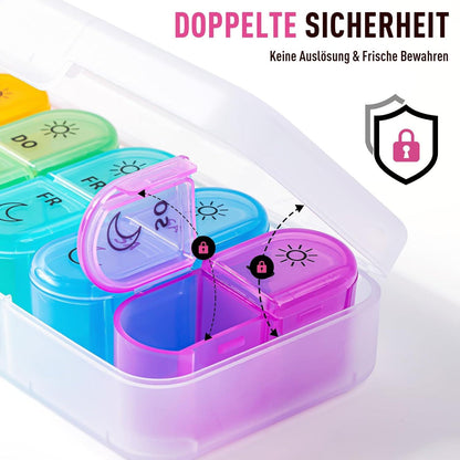 Tablettenbox 7 Tage Pillendose Organizer Medikamentenbox BPA Frei