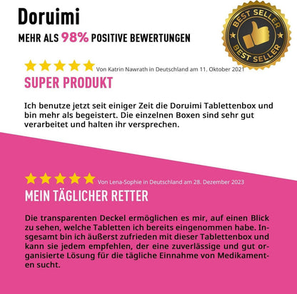 Tablettenbox 7 Tage Morgens Abends BPA Frei Pillendose Medikamentenbox 2 Fächer