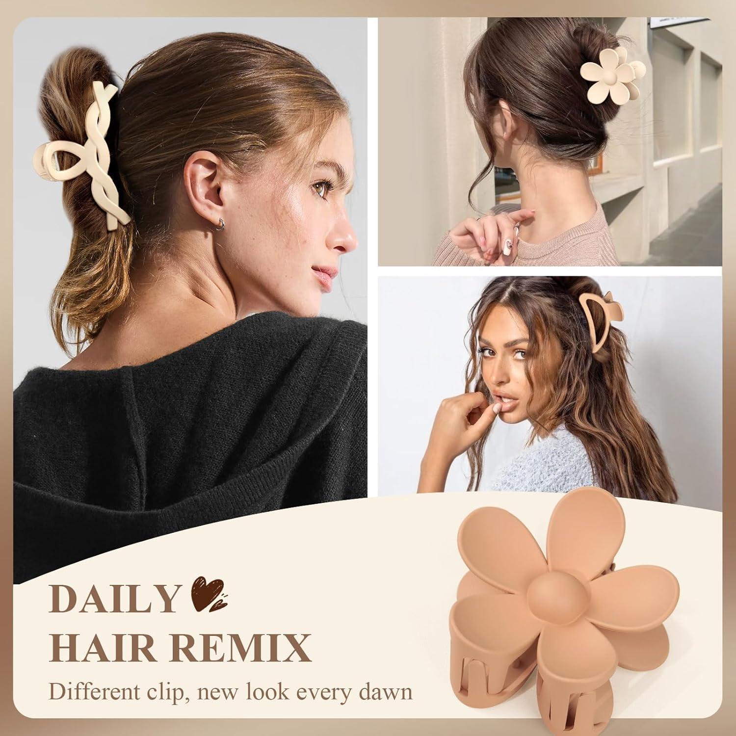 8er Set Große Matte Haarklammern für Damen - Rutschfeste Hair Clips